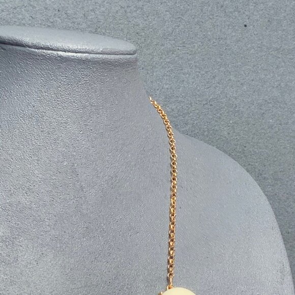 Bubble Statement Necklace 25 In White Round Beads Gold Copper Chain Classic Y2K - Picture 6 of 9